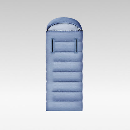 USB heated sleeping bag for winter camping, showing integrated heating elements and durable fabric.