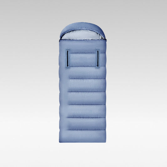 USB heated sleeping bag for winter camping, showing integrated heating elements and durable fabric.