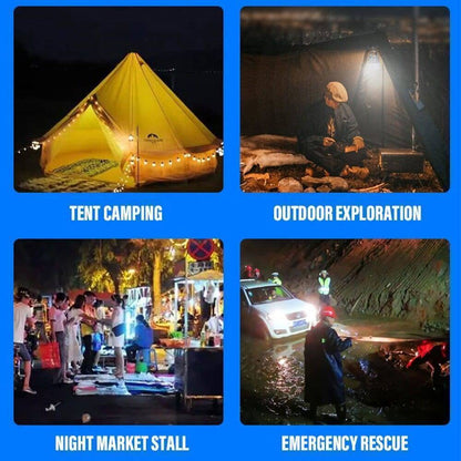 Rechargeable LED flashlight and camping lantern, essential outdoor gear with USB-C port
