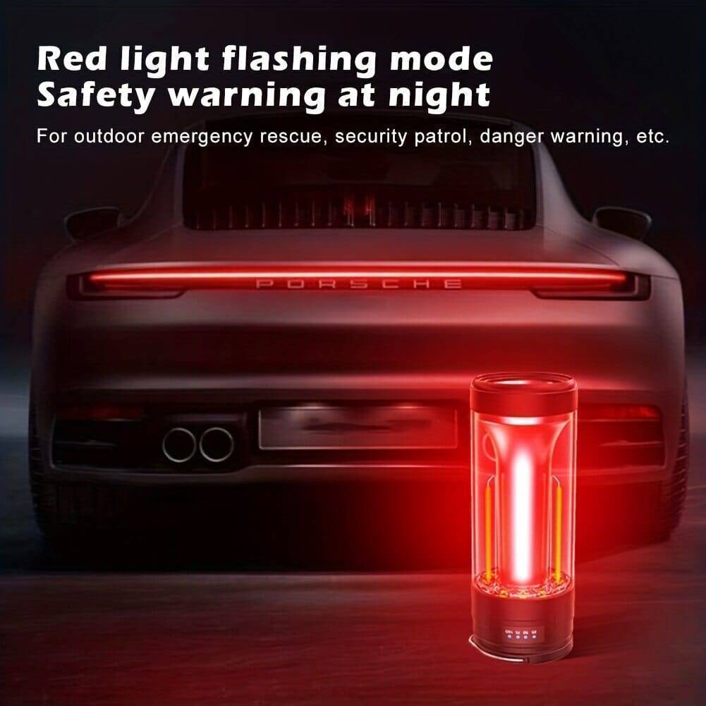 Bright white light from a modern camping lantern, highlighting its power bank compatibility.
