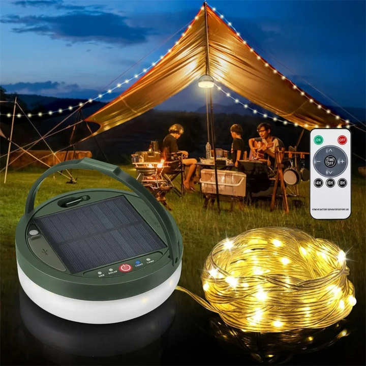 Durable & waterproof USB rechargeable camping string lights, perfect for all weather outdoor adventures