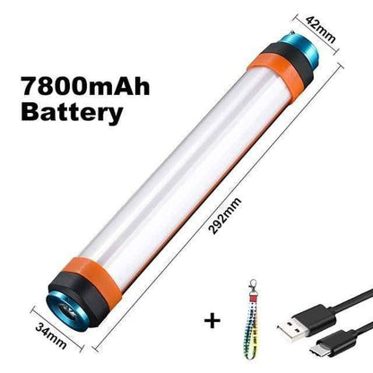 Portable LED camping light, USB rechargeable and waterproof, ideal for outdoor adventures, hiking, and survival kits