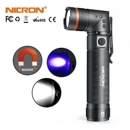 USB rechargeable LED flashlight, 90° rotatable head, magnetic base, for outdoor and emergency use