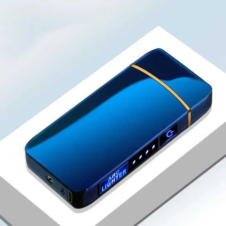 Metal windproof plasma lighter, USB rechargeable, elegant, for candles & cigars.