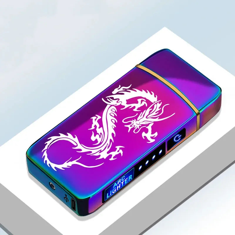 Modern metal arc lighter, USB rechargeable, windproof, ideal for daily use.