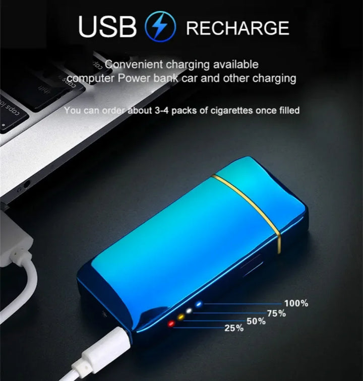 Rechargeable electric plasma lighter, windproof, dual arc, touch sensor ignition.