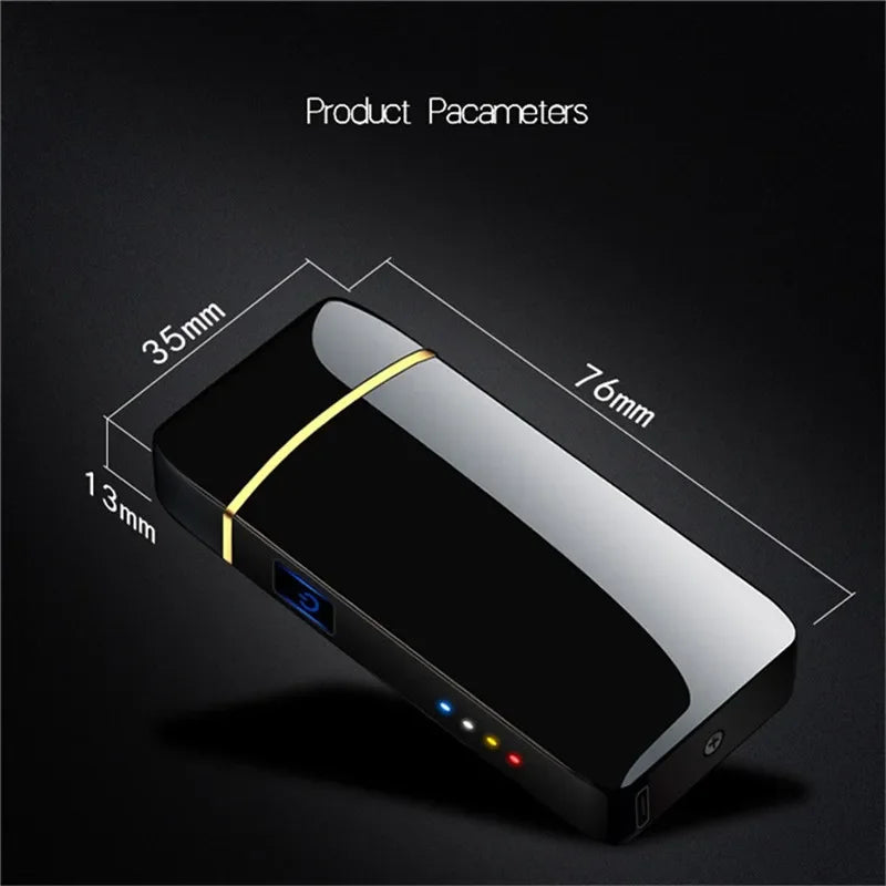 Eco-friendly USB rechargeable arc lighter, windproof plasma technology, black.