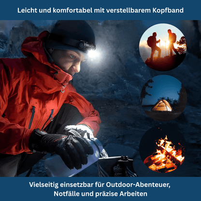 Adjustable LED headlamp for outdoor adventures, waterproof & rechargeable
