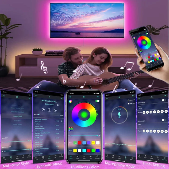 USB LED strip light, perfect RGB color changing for ambient room lighting and TV backlighting.