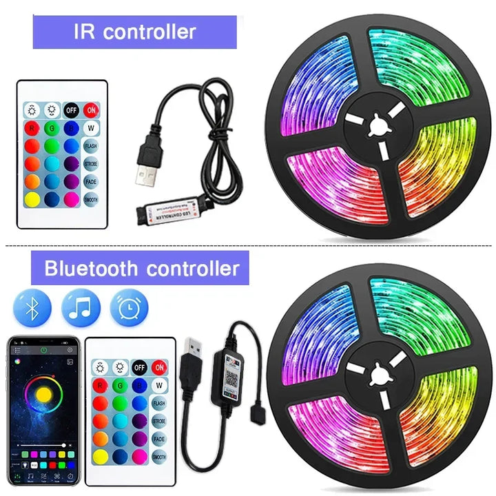 Modern USB RGB LED strip for dynamic room decoration & immersive TV viewing.