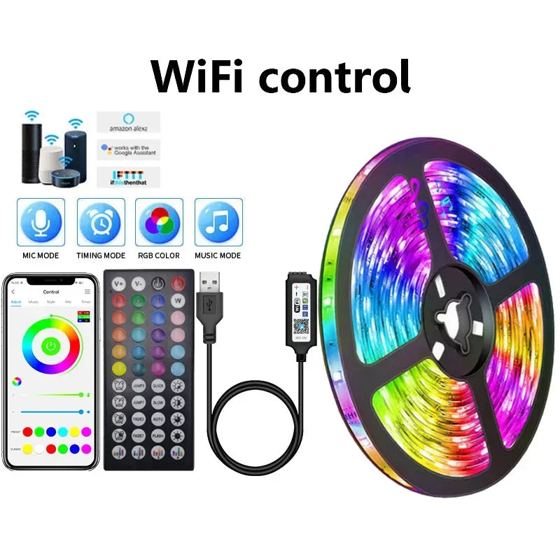 USB LED strip with RGB color changing, perfect for room decor, ambient lighting & TV backlighting.