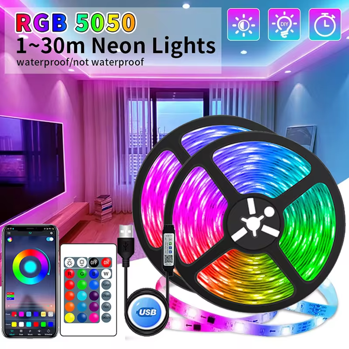 Flexible USB RGB LED strip, color changing mood lighting for room ambiance & TV.