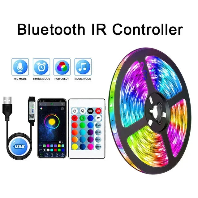 Transform your space with USB RGB LED strip, color changing for room decor & TV backlighting.
