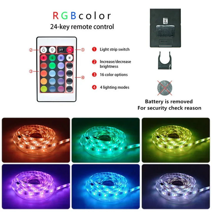 Vibrant RGB LED strip, USB powered, offers flexible color changing for room & TV mood lighting.