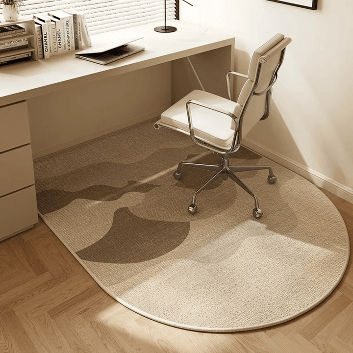 Close-up of a velour office chair mat texture, showing its anti-scratch surface for furniture and floor protection.