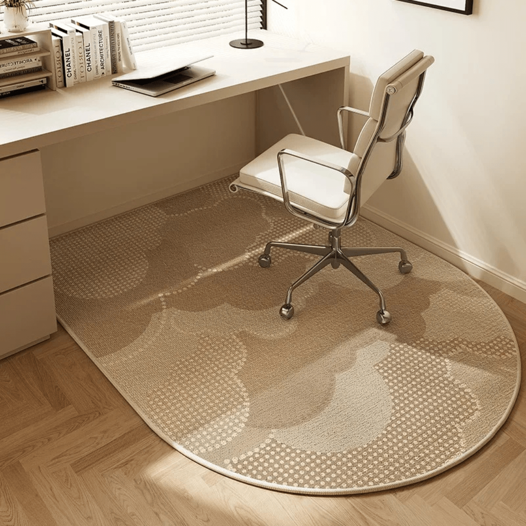 Ergonomic velour chair mat for office & desk chairs, ensuring smooth movement & protecting floors in home offices.