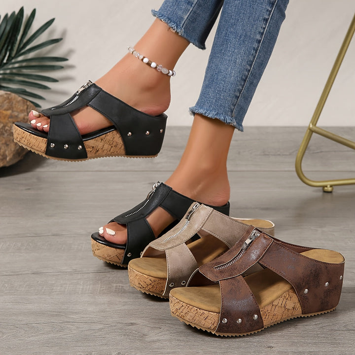Vera women's platform wedge sandals in a lifestyle setting, ready for comfortable summer adventures.