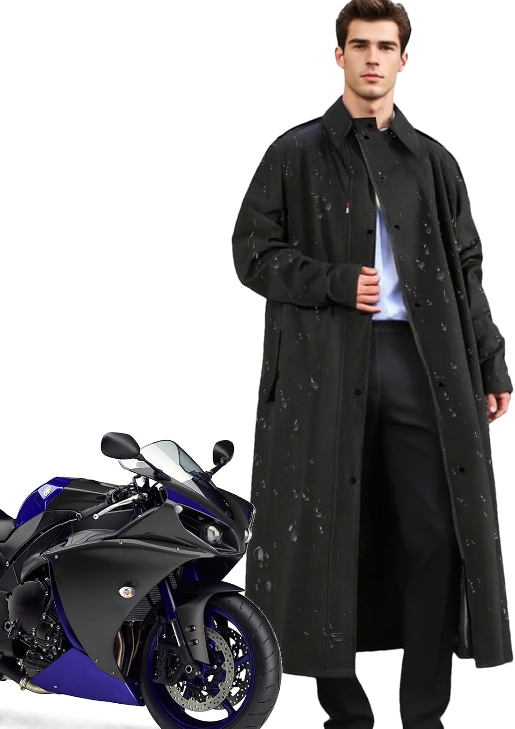 Veridra Unisex Long Raincoat, waterproof & windproof for all-weather protection, perfect for commuting.