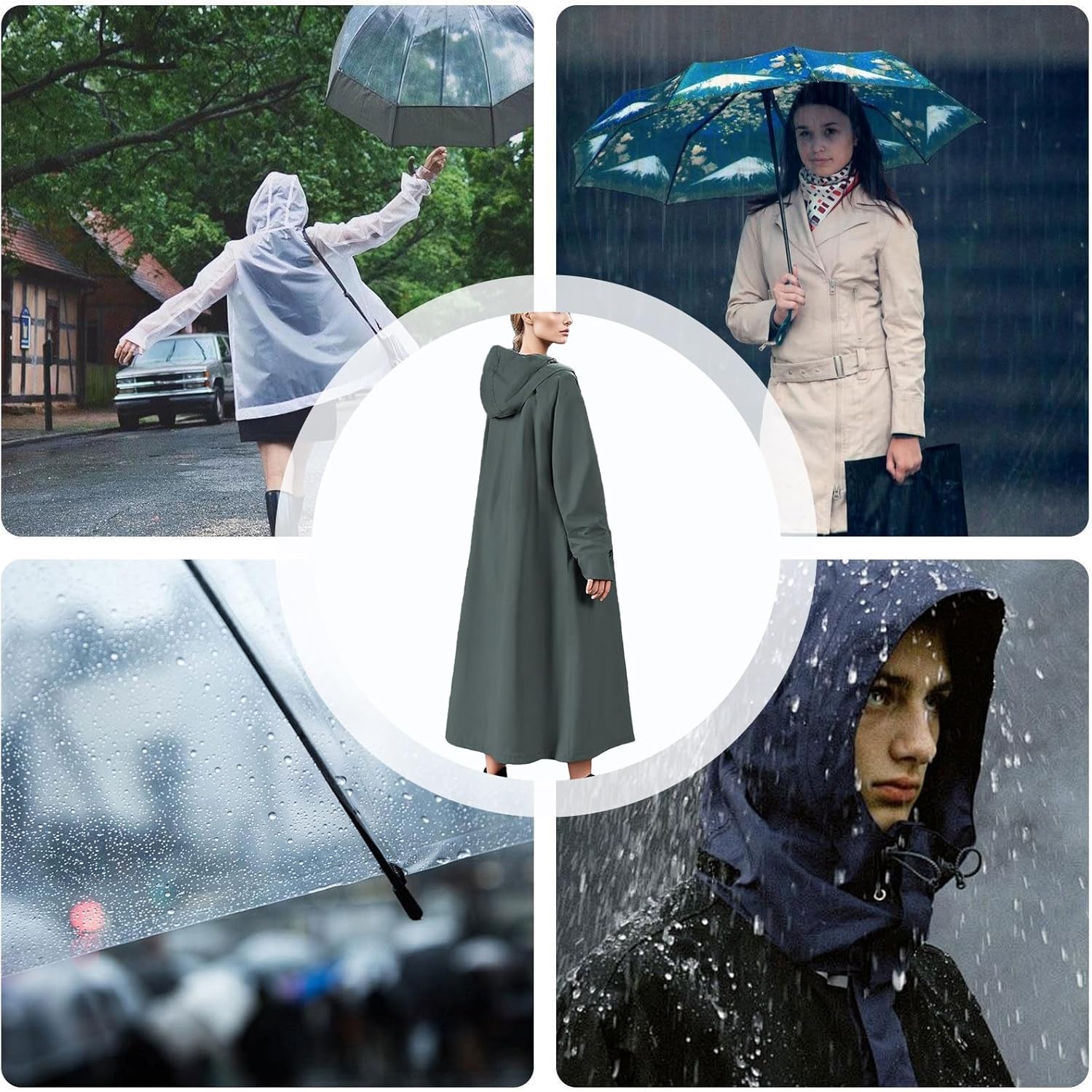 Veridra unisex long rain jacket, reliable waterproof & windproof protection on the go.