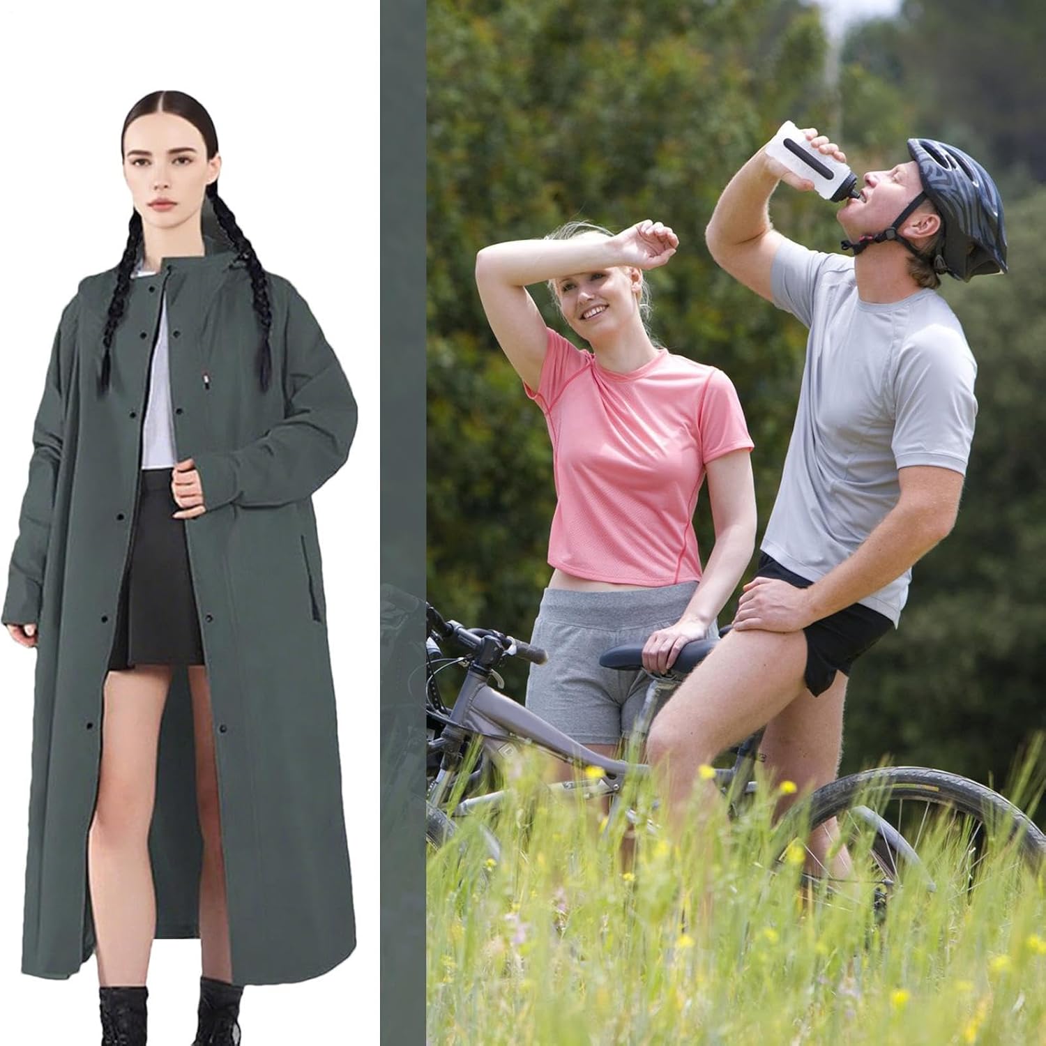 Durable Veridra unisex long raincoat, windproof & waterproof, ideal for daily commutes.