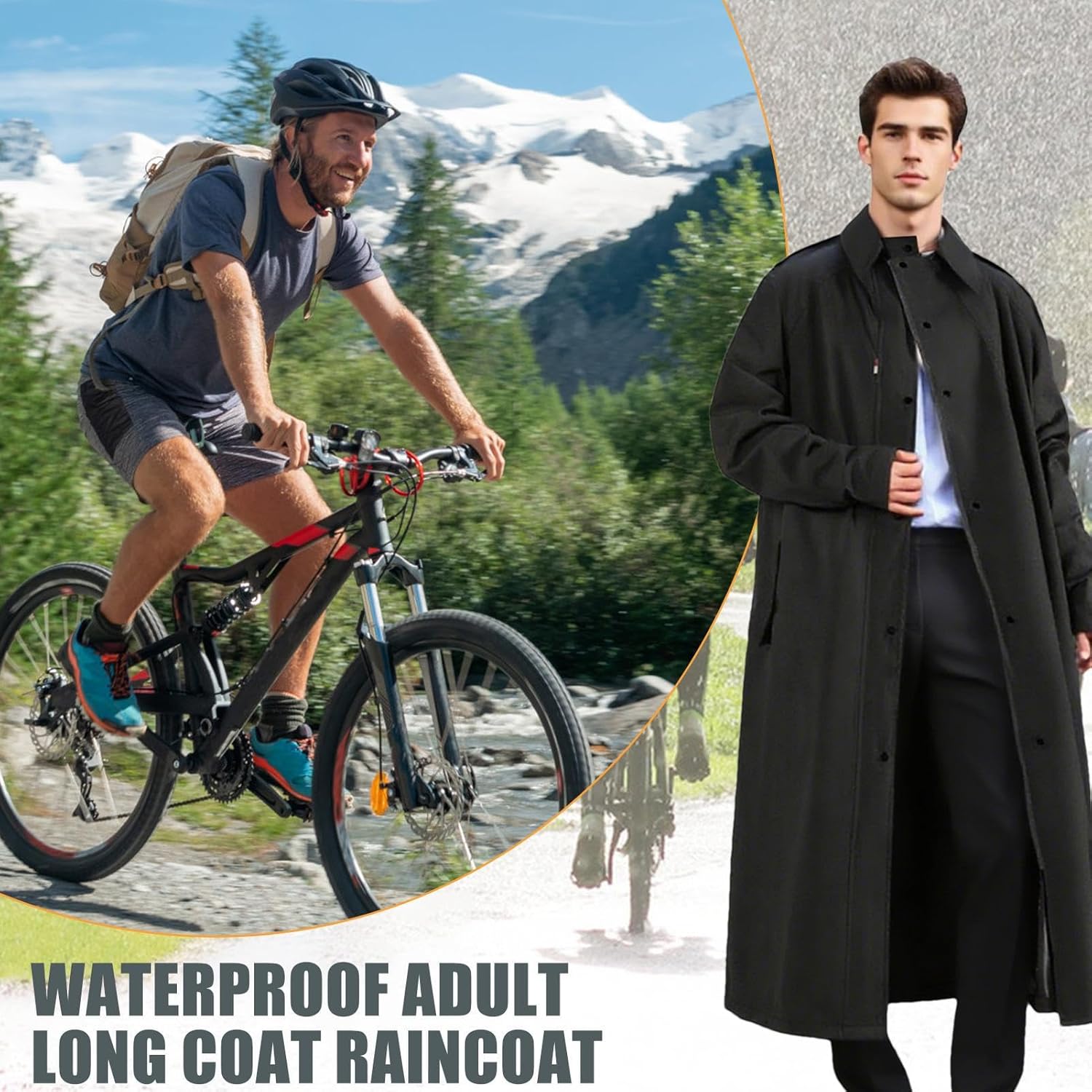 Packable Veridra long rain jacket, lightweight & waterproof outdoor gear for travel and everyday use.