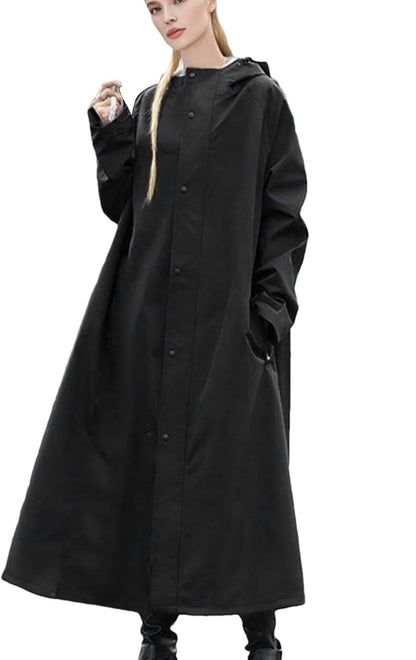 Veridra Unisex long rain jacket, windproof & waterproof for ultimate outdoor weather protection.