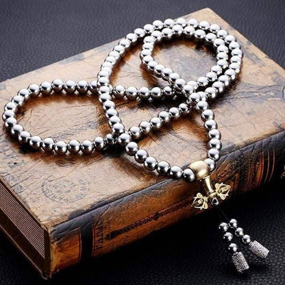 Buddha Beads EDC Chain, handcrafted 10mm beads, ideal for tactical and outdoor use.