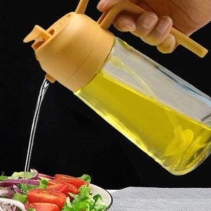 Elegant glass oil & vinegar sprayer for salad dressing, grilling. Healthy cooking dispenser & kitchen gadget.