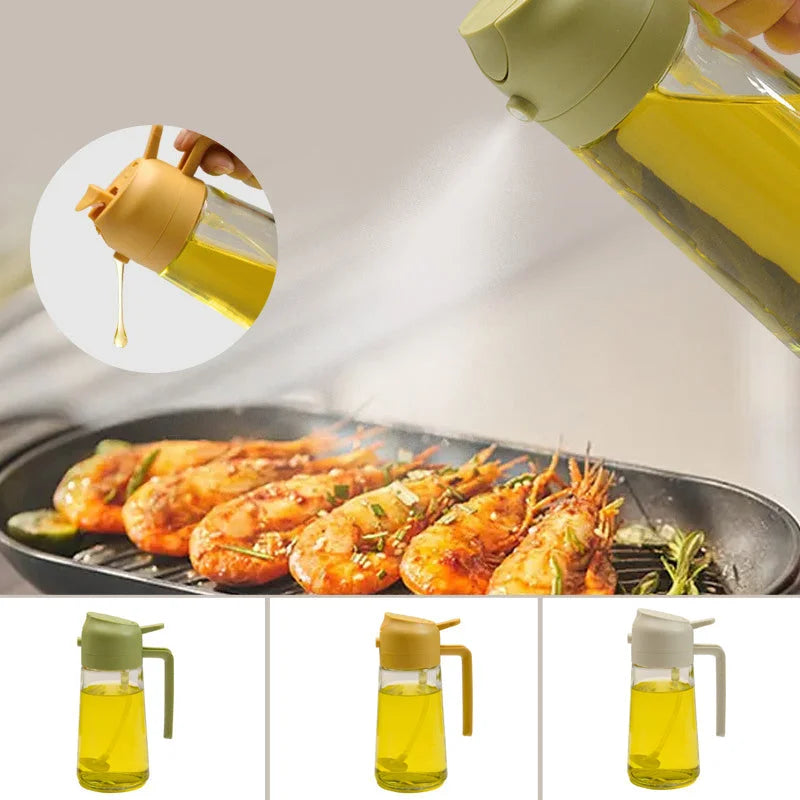 Healthy cooking oil sprayer & dispenser. Glass bottle for precise oil control in baking, grilling, and food prep.