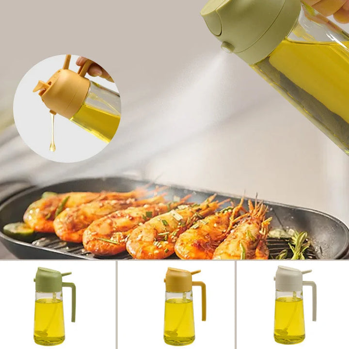 Healthy cooking oil sprayer & dispenser. Glass bottle for precise oil control in baking, grilling, and food prep.