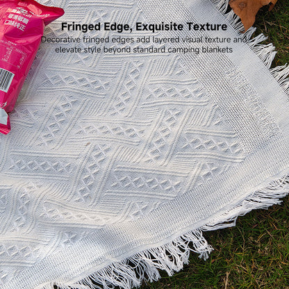 Durable checkered camping blanket, versatile for indoor cozy nights & outdoor trips