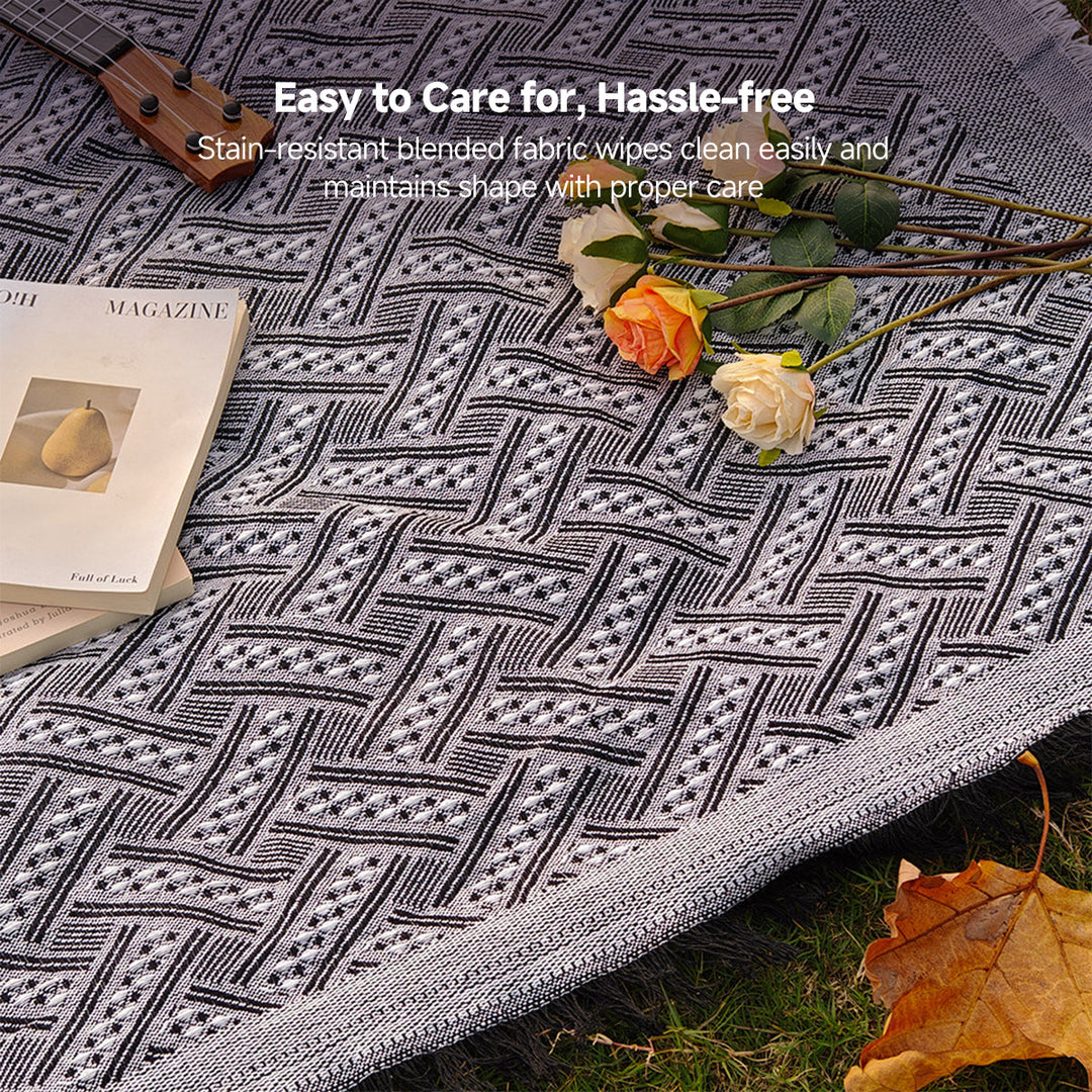 Checkered indoor/outdoor throw, boho chic, perfect for camping & home accents