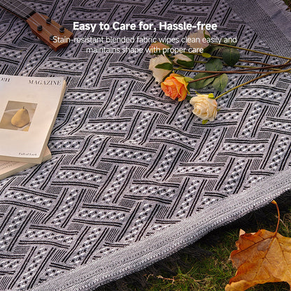 Checkered indoor/outdoor throw, boho chic, perfect for camping & home accents