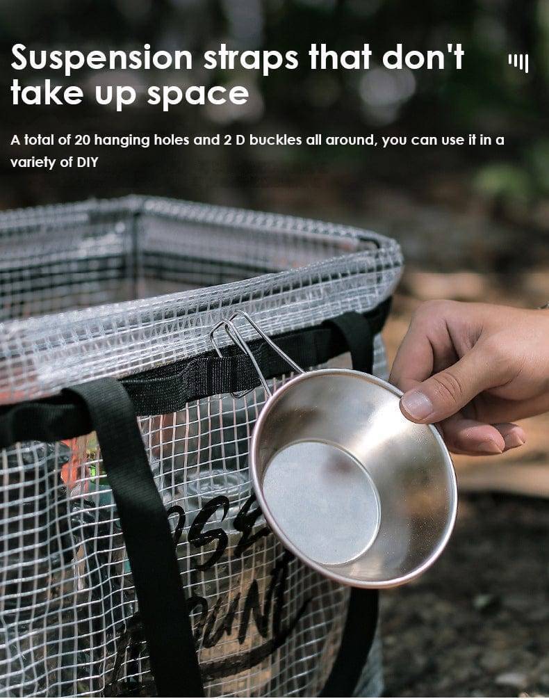 Camping gear bag with a wide opening for easy loading and unloading
