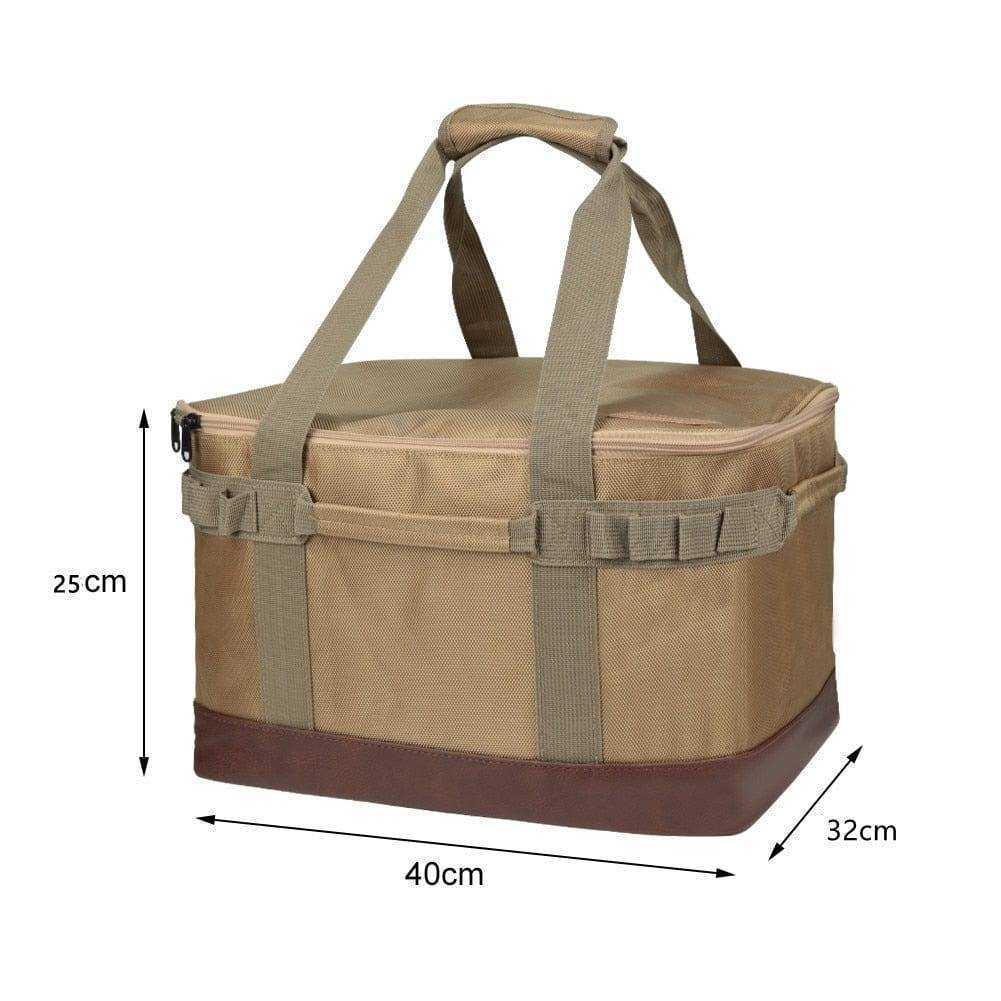 Close-up of the durable fabric and strong zipper on the versatile outdoor gear storage bag