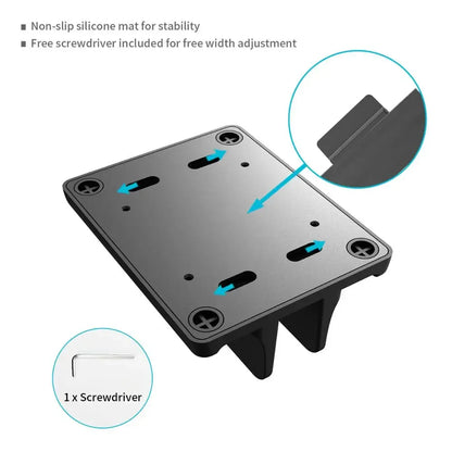 Universal vertical laptop stand organizer, perfect desk solution for various notebooks & MacBooks, adjustable.