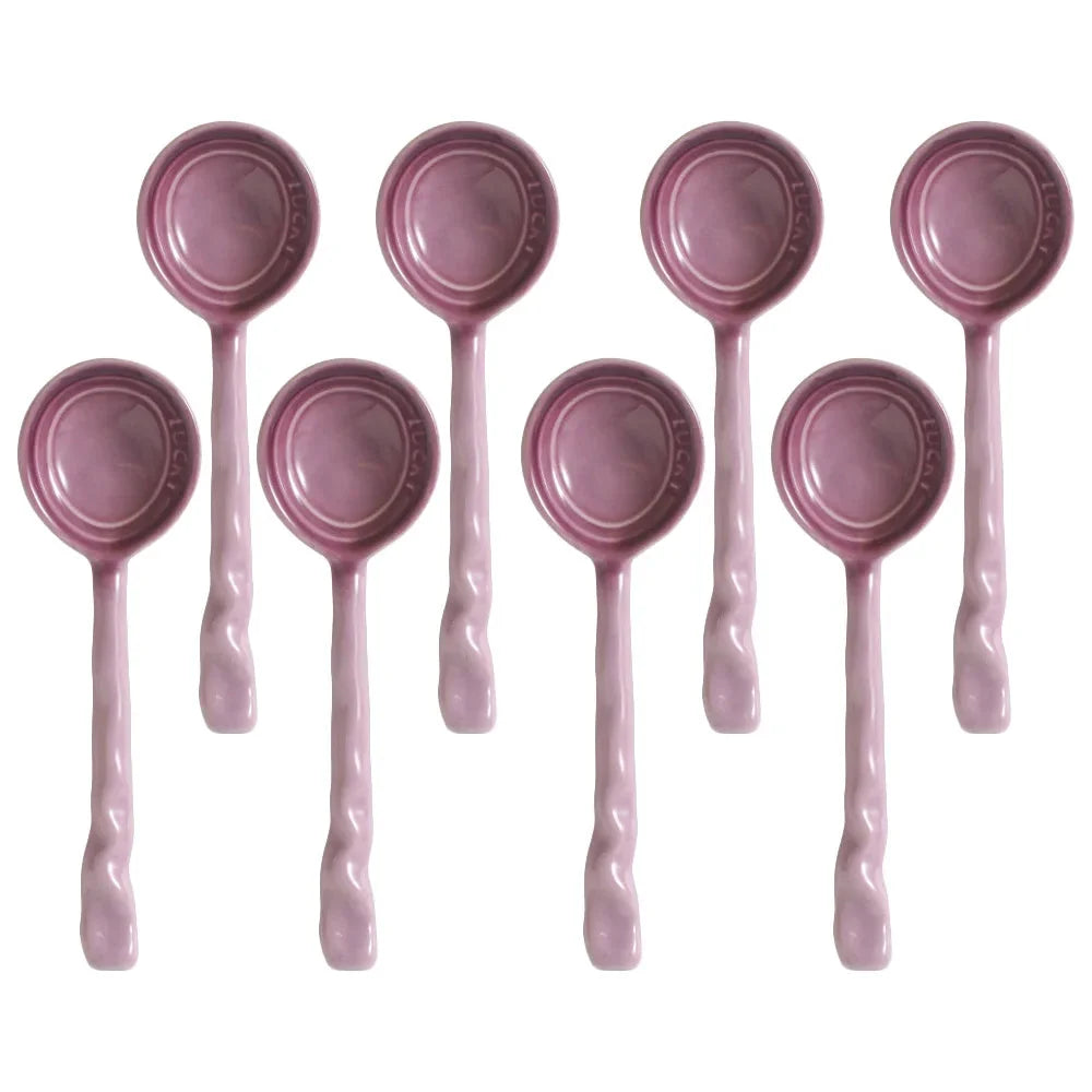 Gift-ready 8-piece vibrant ceramic serving spoons for kitchen and dining elegance.