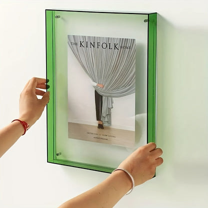 Vibrant acrylic photo frame for wall or desk display. Modern colorful decor & home accent.