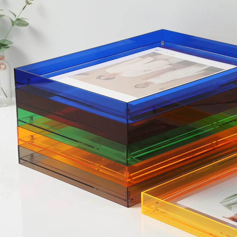 Vivid acrylic photo frame, a colorful modern art frame for desk or wall display.