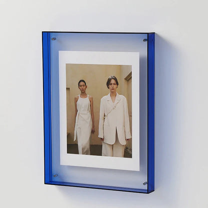 Vibrant acrylic photo frame, a striking colorful home accent for wall or desk display.