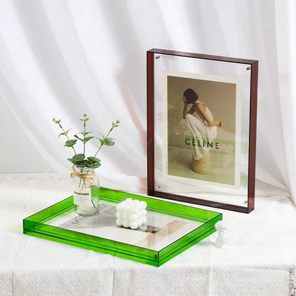 Clear vibrant acrylic photo frame, perfect for colorful decor & modern wall display.