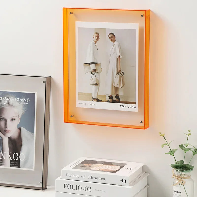 Desk accessory & wall display: vibrant acrylic photo frame, modern home accent.