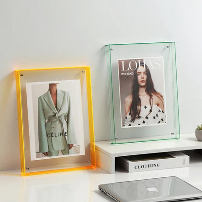 Modern art frame, vibrant acrylic photo frame for colorful wall decor & desk display.