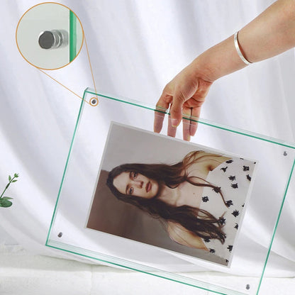 Versatile vibrant acrylic photo frame, for desk accessory or colorful wall art display.