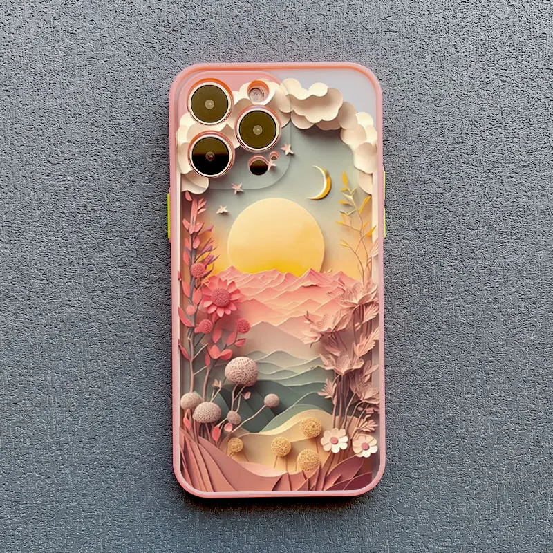 Whimsical Dreamscape 3D iPhone case for women. Vibrant, colorful, and shockproof phone protection.