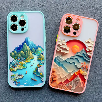 Artistic Dreamscape 3D iPhone case for women. Vibrant, protective, shockproof phone cover.