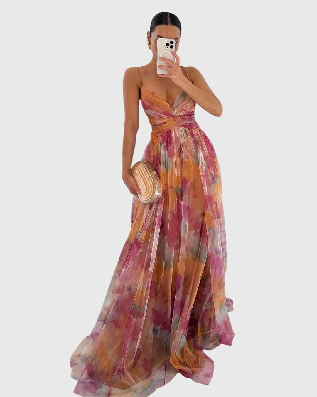 Vibrant floral maxi dress for women, perfect for summer parties, vacations, and casual wear.