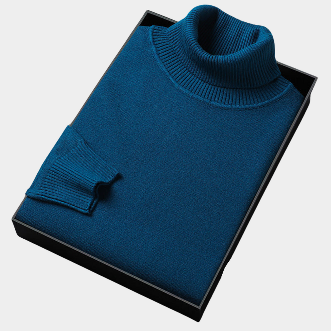 Casual men's bold color turtleneck sweater for autumn & winter. A stylish, vibrant piece for modern man layering.