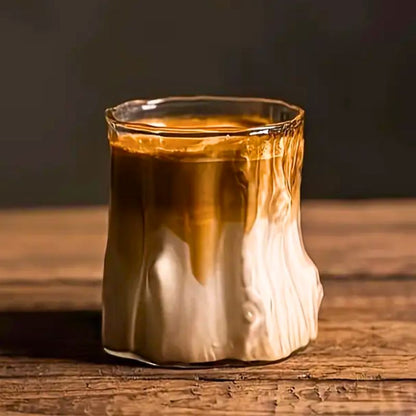 Vintage Japanese borosilicate drinking glass with elegant tree design. Perfect for beverages & kitchen decor.