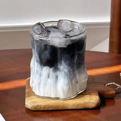 Classic vintage Japanese style beverage glass, handcrafted from borosilicate, with a unique nature-inspired tree pattern.